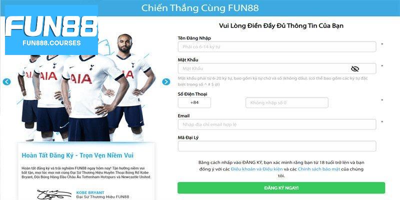 Đăng Ký Fun88 2 Form đăng ký fun88